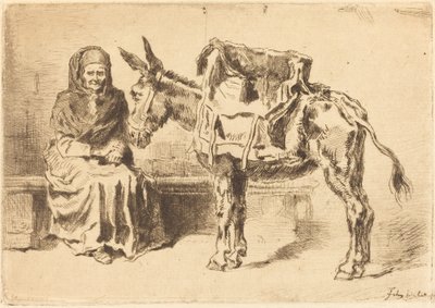 Cacoletière Assise (sedící žena a zadek) od Felix Hilaire Buhot