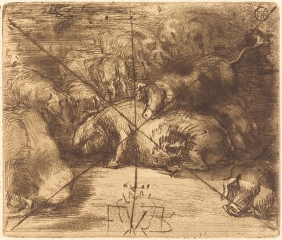 Cochons au Soleil (prasata na slunci) od Felix Hilaire Buhot