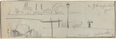 Gillingham Pier, Londýn [verso] od Felix Hilaire Buhot