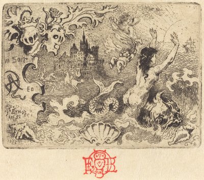 Druhá viněta Jacquese Cazotteho Zamilovaný ďábel, 1878. od Felix Hilaire Buhot