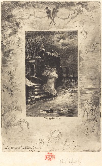 La Blanche Caroline (Bledá Caroline) od Felix Hilaire Buhot