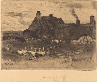 Les Petites Chaumières Doškové chaloupky--Small Plate, 1878. od Felix Hilaire Buhot