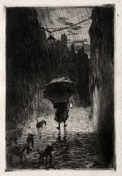 Déšť a deštník, c. 1875. od Felix Hilaire Buhot