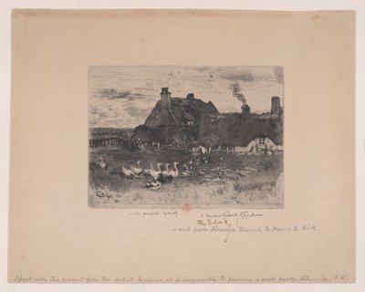 Malé doškové chaloupky Les Petites Chaumières, 1878. od Felix Hilaire Buhot