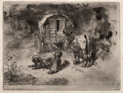 The Guardians of the House, or the Friends of the Saltimbanque, c. 1875. od Felix Hilaire Buhot