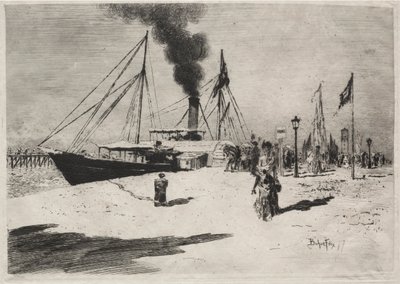 The Wharf v Trouville, 1877. od Felix Hilaire Buhot