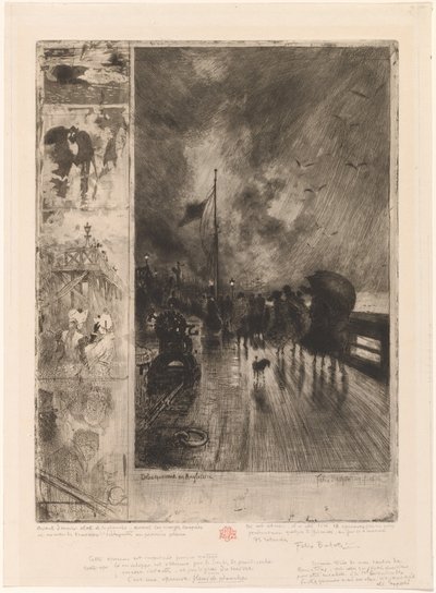 A Landing in England, Landing in England 1879. od Felix Hilaire Buhot