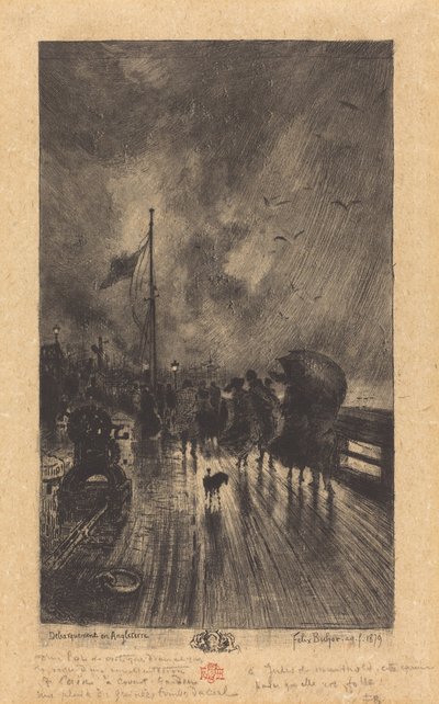 A Landing in England Landing in England, 1879. od Felix Hilaire Buhot