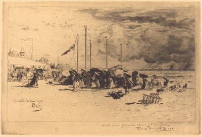 Un Grain à Trouville Squall v Trouville, 18741875. od Felix Hilaire Buhot