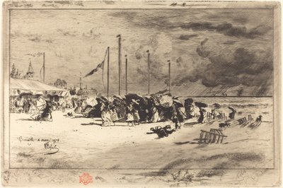 Un Grain à Trouville Squall v Trouville, 18741875. od Felix Hilaire Buhot