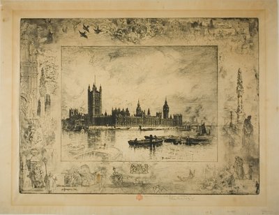 Westminsterský palác, Londýn od Felix Hilaire Buhot