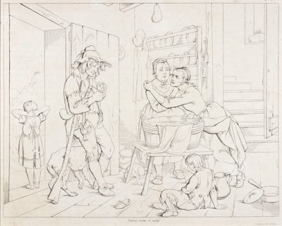 (Rip Van Winkle, ilustrace) Rip Nagged by His Wife od Felix Octavius Carr Darley