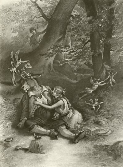 Sen noci svatojánské. Akt IV, scéna I (hlubotisk) od Felix Octavius Carr Darley
