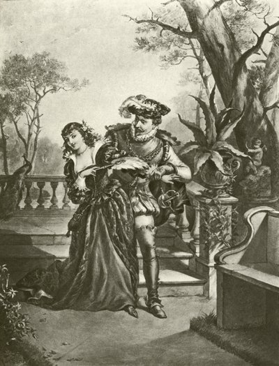 Mnoho povyku pro nic. Akt V-Scene II (hlubotisk) od Felix Octavius Carr Darley