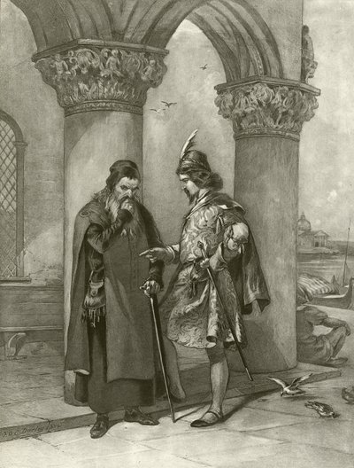 Kupec benátský. Akt I, Scéna III (hlubotisk) od Felix Octavius Carr Darley