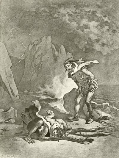 Bouře. Akt II, Scéna II (hlubotisk) od Felix Octavius Carr Darley