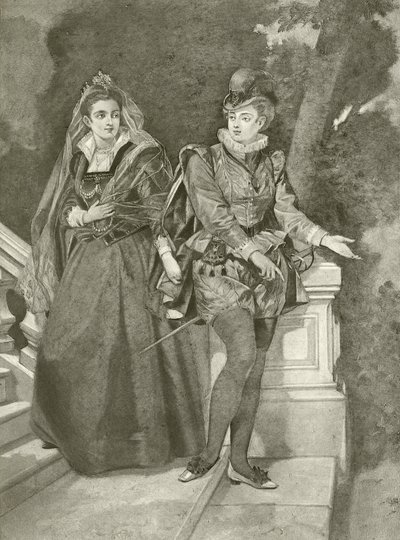 Dvanáctá noc. Akt III, Scéna IV (hlubotisk) od Felix Octavius Carr Darley