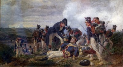 Důstojník řadové pěchoty zachraňující poručíka britského 13. pluku lehkých dragounů, 2. polovina 19. století (olej na plátně) od Felix Philippoteaux