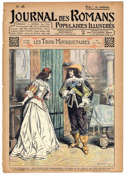 Římský seriál: „Tři mušketýři“ od Alexandra Dumase (1802-1870). Král Ludvík XIII. (1601-1643) oznamuje rakouské královně Anně (1601-1666), že na ples pořádaný na radnici bude muset nosit diamantové cvočky. V „“ Le Journal des roman od Felix Philippoteaux