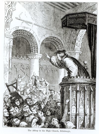 The Affray in the High Church, Edinburgh od Felix Philippoteaux
