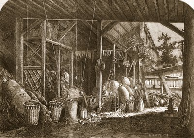 Hadrový sklad v Quartier Mouffetard v Paříži, ilustrace z „The Illustrated London News“, 8. června 1861 od Felix Thorigny
