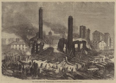 Hořící ruiny Pemberton Mills, v Lawrence, Spojené státy americké od Felix Thorigny