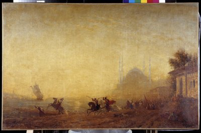 Fantazie na březích Bosporu. Bazilika Hagia Sophia (Hagia Sophia nebo Hagia Sophia) je viditelná od Félix Ziem