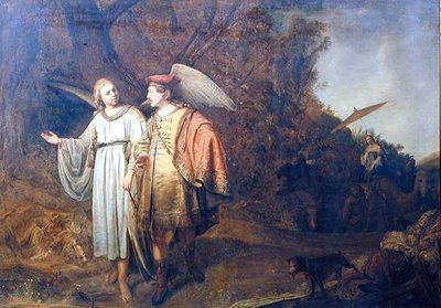 Tobiáš a anděl Gabriel (olej na plátně) od Ferdinand (attr.) Bol