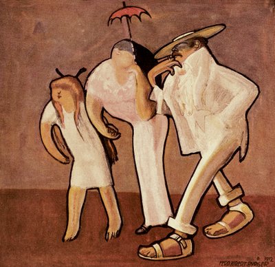 Američtí turisté v Nice, Karikatura americké rodiny, publikovaná v časopise Jugend od Ferdinand Albert Burger