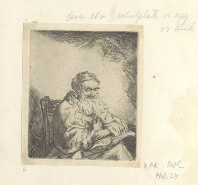 Starý muž s jetelovým listem na saku Recueil de quatre-vingt-cinq estampes originales (název série) od Ferdinand Bol (attributed to)