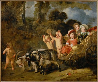 Aristokratické děti v kočáře taženém kozami (malba na plátně) od Ferdinand Bol