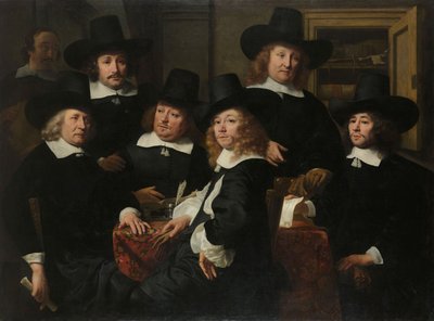 Šest vladařů a Beadle Institutu Nieuwa Zijdse pro venkovní pomoc chudým, Amsterdam, 1657 od Ferdinand Bol