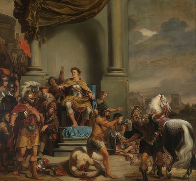 Titus Manlius Imperiosus Torquatus nařídí stětí svého syna. 1661-64 od Ferdinand Bol