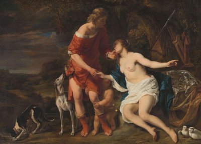 Venuše a Adonis, asi 1658 (olej na plátně) od Ferdinand Bol