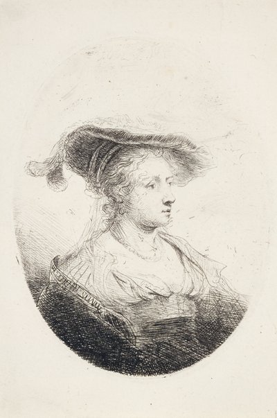 Mladá dáma s opeřeným kloboukem, 1644 od Ferdinand Bol