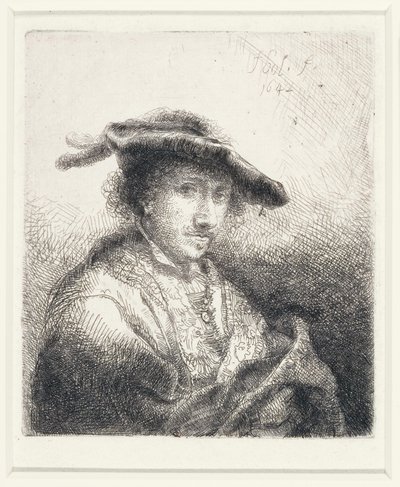 Mladý muž s opeřeným kloboukem, 1642 od Ferdinand Bol