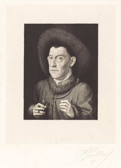 Muž s růžovou od Ferdinand Gaillard after Jan van Eyck