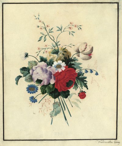 Růže, tulipány, kopretiny od Ferdinand Georg Waldmüller