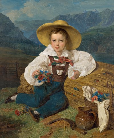 Hrabě Demetrius Apraxin jako dítě před horskou krajinou od Ferdinand Georg Waldmuller