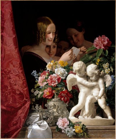 Dívky čtou dopis. Obraz Ferdinanda Georga Waldmullera (1793-1865) od Ferdinand Georg Waldmuller