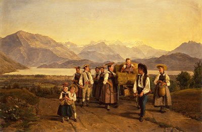 Návrat domů ze sklizně na Zugském jezeře od Ferdinand Georg Waldmuller