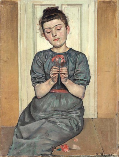 Dívka aranžování květin Dívka s karafiátem, c. 1886 od Ferdinand Hodler