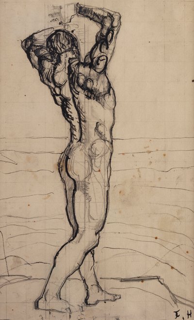 Male Act, Study for the Truth, c.1901-02 (tužka a inkoust na papíře) od Ferdinand Hodler