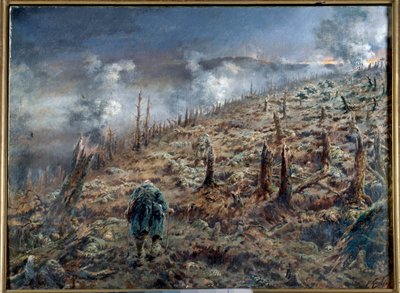 První světová válka (1914-1918): „Role smrti ve Verdunu“ Krajina ruin a popela po bitvě. Obraz Ferdinanda Josepha Gueldryho (1858-1945) 1916 Paříž. Muzeum dvou světových válek od Ferdinand Joseph Gueldry