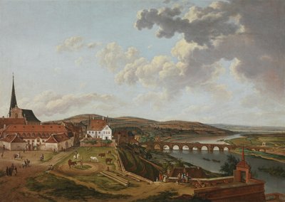 Pohled z aschaffenburského zámku na dvorní stáje a most přes Mohan (Aschaffenburský cyklus) od Ferdinand Kobell