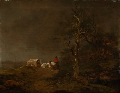 Bouřková krajina se selským vozem od Ferdinand Kobell