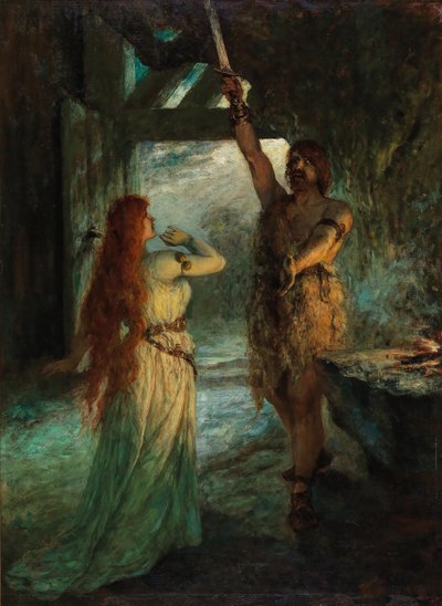 Valkýra 1. dějství: Sieglinde a její bratr Siegmund. od Ferdinand Leeke