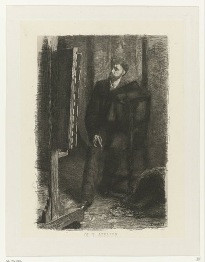 Portrét umělce stojícího za stojanem Ve studiu (název na objektu) od Ferdinand Oldewelt