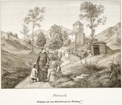 Středa: Pěšina na Mönchsberg u Salzburgu od Ferdinand Olivier