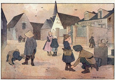 Mimo školu, v Obrázkové knize dětství, kolem roku 1900 (rytina) od Ferdinand Raffin